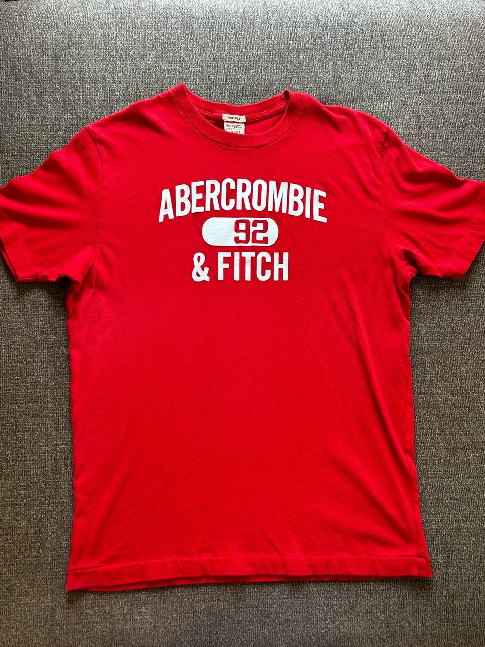 Abercrombie & Fitch Men's Red Crewneck Sweatshirt - Large